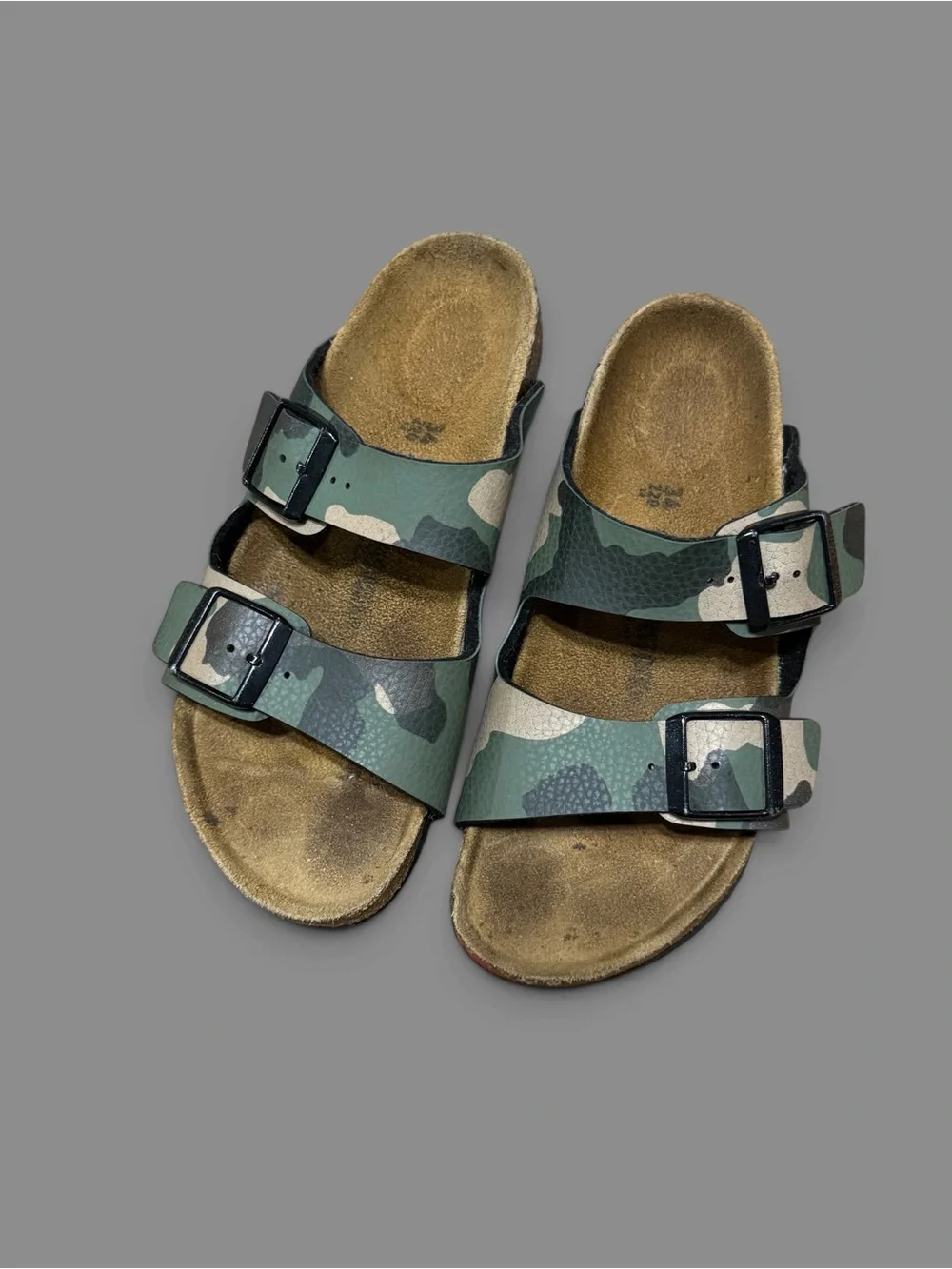 Birkenstock Kids Camo Double-Strap Sandals - Green & Tan